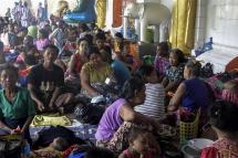 People gather at a monastery used as a temporary shelter in Sittwe, Rakhine State, Myanmar, 13 May 2023. Photo: EPA