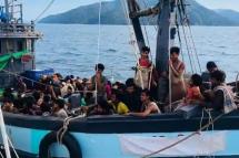 A file photo of a wooden boat carrying Rohingya migrants Photograph. Photo: AFP