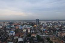 An aerial view of Yangon city. 