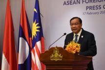 Cambodia's Foreign Minister Prak Sokhonn speaks during the Association of Southeast Asian Nations (ASEAN) Foreign Ministers' Retreat press conference in Phnom Penh on February 17, 2022. Photo: AFP