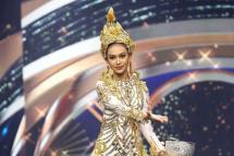 This handout photo taken on March 24, 2021 and released by the Miss Grand International beauty pageant on March 25 shows Miss Grand International contestant Han Lay taking part in the national costume part of the contest in Bangkok. Photo: Miss Grand International / AFP