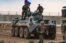Russian troops with military vehicles are seen on patrol outside the town of Darbasiyah in Syria's northeastern Hasakeh province, on the border with Turkey, Novemer 1, 2019. Photo: AFP 