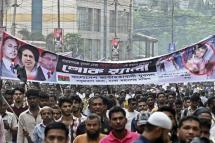Activists of the Bangladesh Nationalist Party (BNP) take part in a protest march in Dhaka on September 7, 2022, against the recent killing of one of its activists in a police shooting in the central Bangladesh industrial city of Narayanganj. Photo: AFP