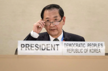 North Korea's ambassador to the United Nations in Geneva Han Tae Song chairs the UN Conference on Disarmament, in Geneva, Switzerland, on June 2, 2022. Photo: AFP
