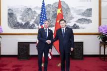 Chinese State Councilor and Foreign Minister Qin Gang (R) holds talks with US Secretary of State Antony Blinken (L) in Beijing, capital of China, June 18, 2023. EPA-EFE/XINHUA / Zhai Jianlan