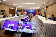 Vietnam's Prime Minister Nguyen Xuan Phuc warned the online summit of the 'serious consequences' of the pandemic for the economic development of ASEAN members (AFP Photo/LUONG THAI LINH)