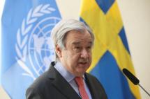 UN Secretary-General Antonio Guterres holds a joint press conference with Sweden's Prime Minister Andersson in Stockholm, Sweden, 01 June 2022. Photo: EPA