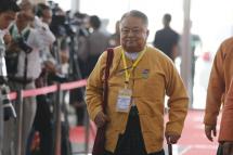 (File) National League for Democracy (NLD) party spokesperson Win Htein arrives for the opening ceremony of the second session of the Union Peace Conference - 21st century Panglong in Naypyitaw, Myanmar, 24 May 2017. Photo: EPA