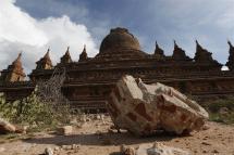 A general view shows damage at Satanargyi temple in Bagan, southwest of Mandalay, Myanmar, 25 August 2016, a day after a powerful earthquake. Photo: EPA