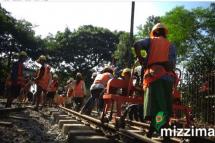 Upgrading the Yangon rail system. Photo: Ye Naing (Laukkaing)