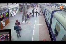 Embedded thumbnail for Indian soldier saves man from being pulled under a moving train